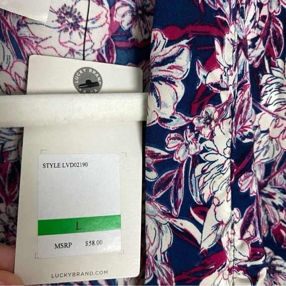 Lucky Brand Floral Kimono Purple Floral Bloom Robe Open Front Lightweight - Picture 2 of 6